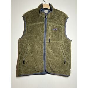 Patagonia Men's EUC Olive Green Retro-X Deep Pile Fleece Vest Jacket Size L